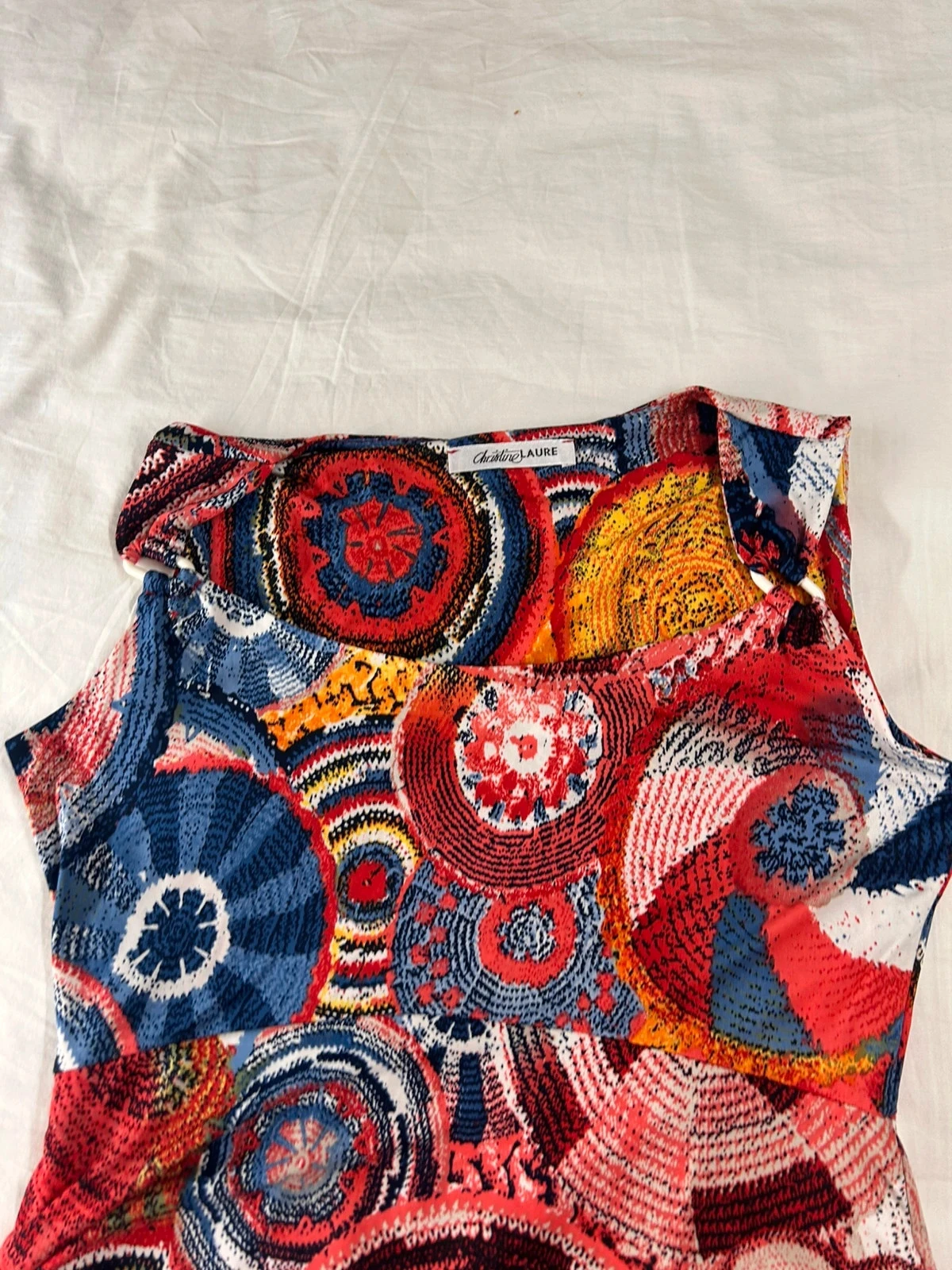 Vestido de verão multicolorido vintage Christine Laure com estampa – photo 6